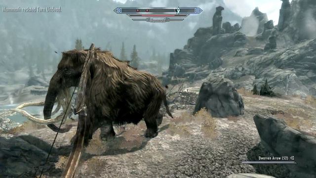 Elder Scrolls Skyrim - Mammoth & Giant vs Dragon смотреть онлайн