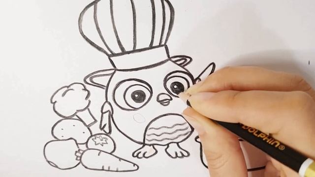 Как нарисовать совёнка хоп хоп | рисуем повара совёнка | мультик раскраска для детей смотреть онлайн