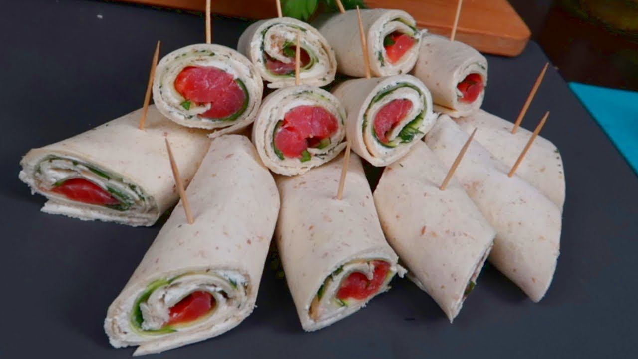 Рулет из Лаваша с КРАСНОЙ РЫБОЙ | Рулетики с семгой и творожным сыром РЕЦЕПТ смотреть онлайн