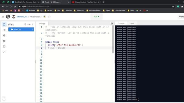 While loops 3 (if statement and break command to stop infinite loop) смотреть онлайн