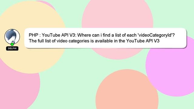 PHP : YouTube API V3: Where can i find a list of each 'videoCategoryId'? смотреть онлайн