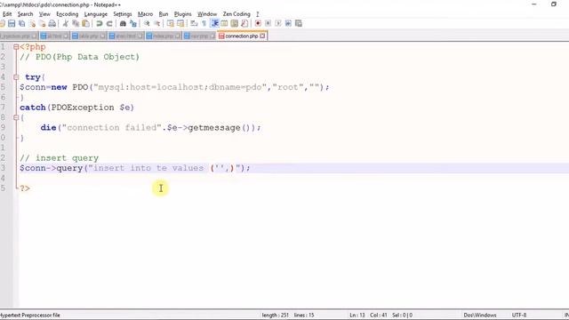 PDO(Php Data Object )in hindi part- 2(insert query) смотреть онлайн