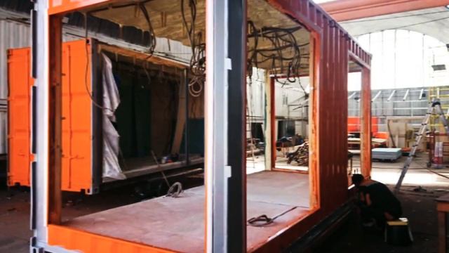 Здание кафе из морского контейнера от BOXLAB. Процесс. смотреть онлайн