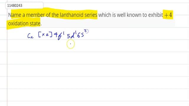 Name a member of the lanthanoid series which is well known to exhibit `+4` oxidation state. смотреть онлайн