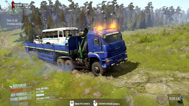 Spintires Mudrunner - KAMAZ Mod 65225 And 65228 Truck Transport Bus And Jeep