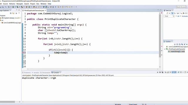 Print Duplicate Character From String in java || Logical Questions смотреть онлайн