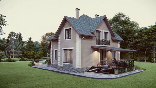 Проект красивого дома с гаражом 222 кв.м. | SketchUp + Lumion смотреть онлайн