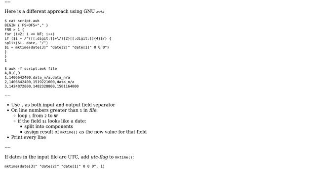 Convert dates to epoch value on multiple columns using AWK (2 Solutions!!) смотреть онлайн