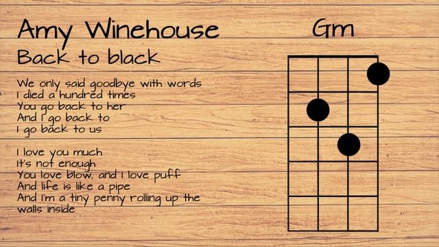 Amy Winehouse - Back to black UKULELE TUTORIAL W/ LYRICS смотреть онлайн