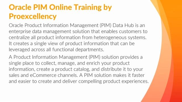 Proexcellency provides Oracle PIM online training. смотреть онлайн