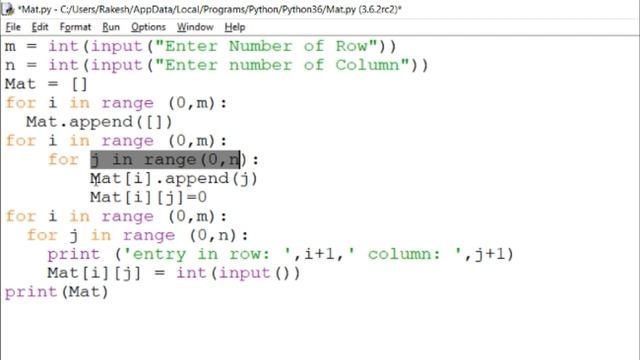 How to make a 2D list or matrix in Python and take a input from user смотреть онлайн