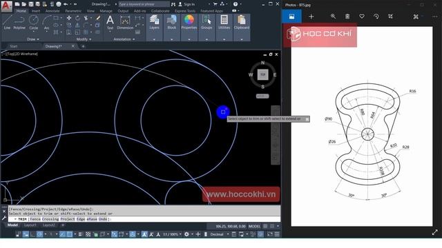 [hoccokhi] Hướng dẫn bài tập AutoCAD 2D 3D - bài 5 | Học AutoCAD cơ bản - nâng cao смотреть онлайн