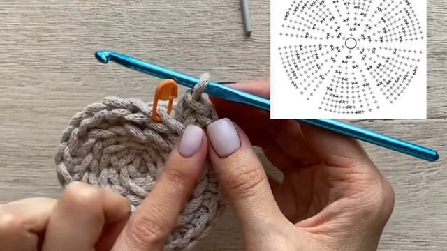 Вязать крючком подставку под горячее, узор «Улитка». смотреть онлайн