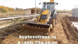 Планировка участка под укладку дорожных плит экскаватором погрузчиком JCB 3CX