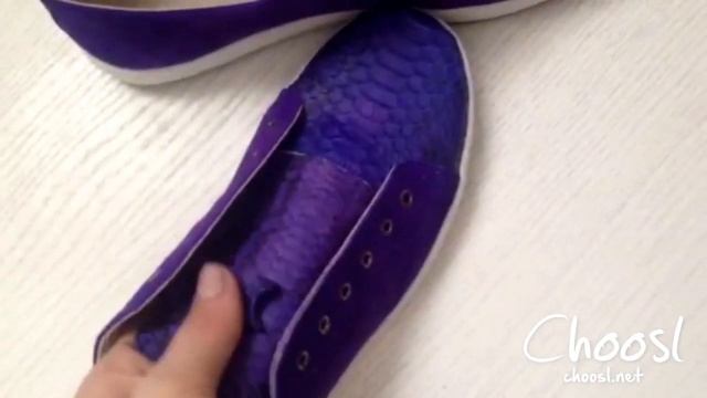Кеды из натуральной замши и  кожи питона фиолетового оттенка - Choosl