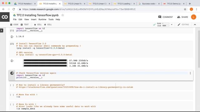 How to get Tensorflow 2.0 in Google Colab (Episode 2) смотреть онлайн