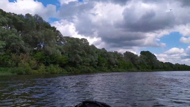 ДС.32.30. Дон. Сплав. 5 день. 46 км. Около с.Борщево. В конце села. Панорама. Вид с байдарки. смотреть онлайн