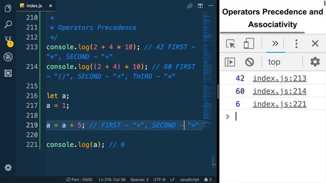 09: PRACTICE - Operators Precedence and Associativity (JAVASCRIPT BASICS - Operators) смотреть онлайн