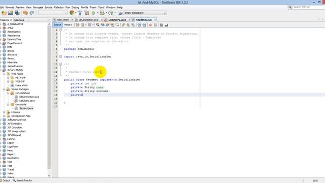Jsf MySql connection and List data смотреть онлайн