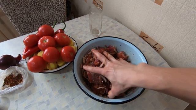 Готовлю шашлык из свиной шеи в вине и овощи-гриль на мангале Gratar