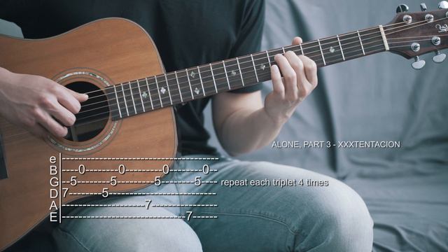 How To Play ALONE, PART 3 - XXXTENTACION - Guitar Tabs смотреть онлайн