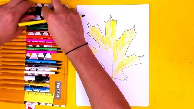 Рисуем Лист Осени - урок рисования цветными карандашами смотреть онлайн