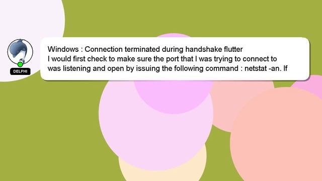 Windows : Connection terminated during handshake flutter смотреть онлайн