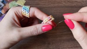 КОНФЕТНОЕ колечко из бисера / Ажурное кольцо из бисера на леске без иглы