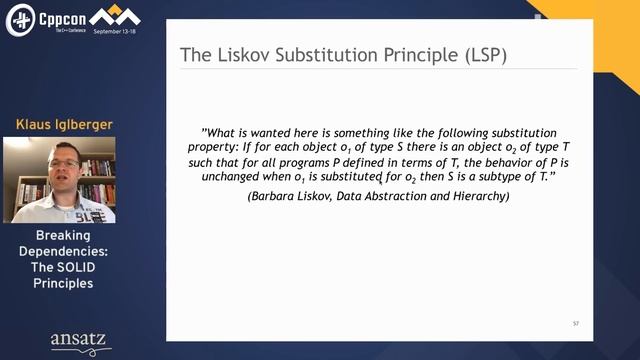 Breaking Dependencies: The SOLID Principles - Klaus Iglberger - CppCon 2020 смотреть онлайн