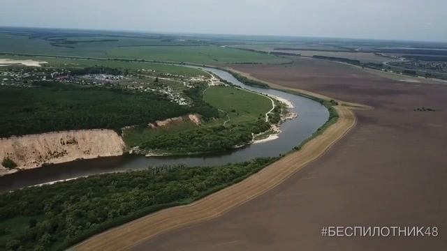 Кривоборье - обрыв, урочище, излучина Дона , аэросьемка смотреть онлайн