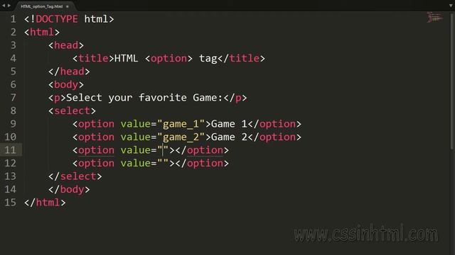 HTML option Tag смотреть онлайн