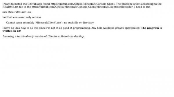Ubuntu: How do I run Minecraft-Console-Client on Ubuntu?