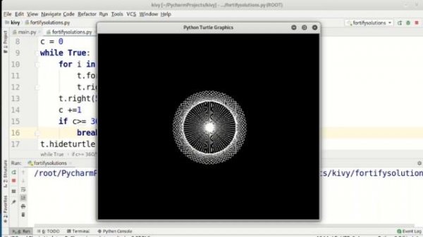 Turtle Python drawing | Turtle Python graphics - using python turtle in pycharm and learn its codin