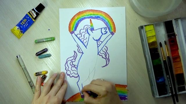 Как нарисовать ЕДИНОРОГА с Радугой - видео-урок 