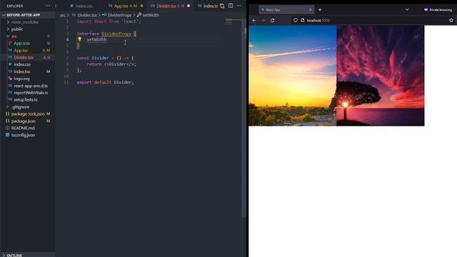 Before-after image slider html component development смотреть онлайн