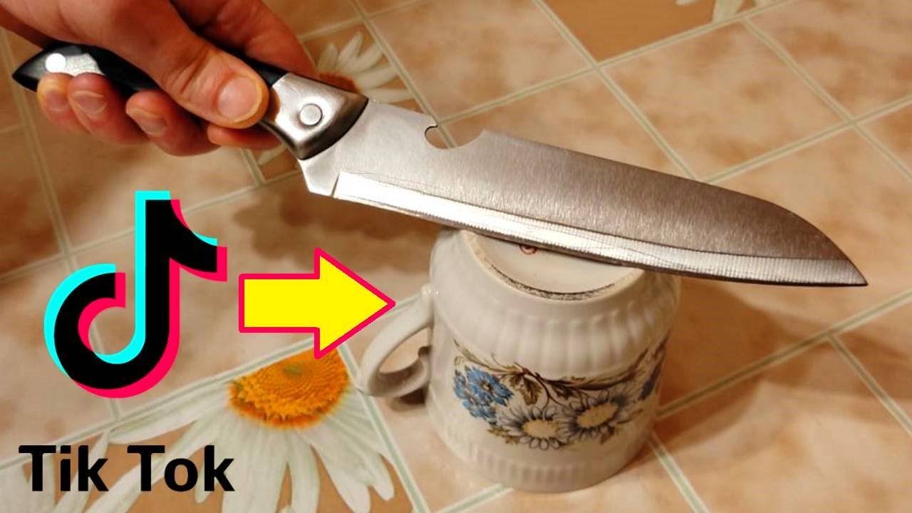 Как точить ножи об чашку ? смотреть онлайн
