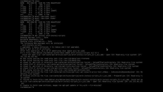 Linux для начинающих: Debian, как восстановить Fstab (genfstab). Пакет: Arch-install-scripts.
