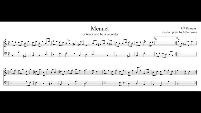 J. P. Rameau, Menuet (1706) for tenor and bass recorder смотреть онлайн
