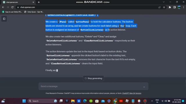program GUI calculator in Java using AI CHATGPT смотреть онлайн