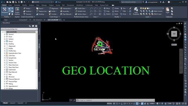Geolocation|| autocad civil3D geolocation using projected coordinate system || смотреть онлайн