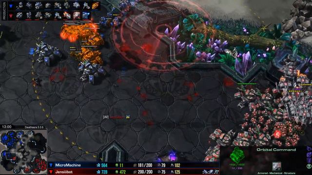 140000 APM! - Starcraft 2 Bots! - MicroMachine Vs JensiiiBot