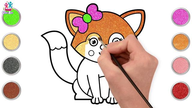 Chiki Art | How To Draw A Fox for Kids | Drawing And Painting Glitter Fox смотреть онлайн