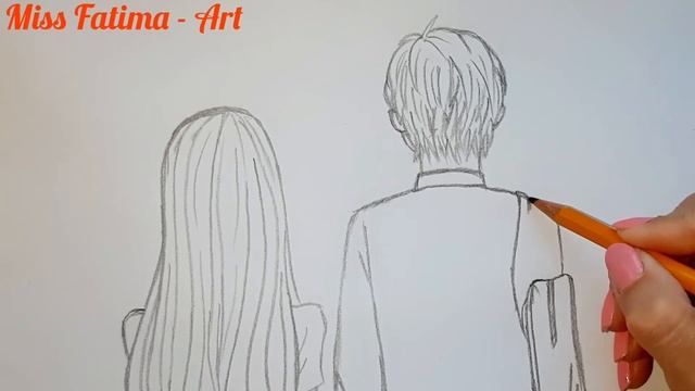 How to draw Romantic Couple with pencil sketch || Girl & Boy || Как нарисовать Романтическую Пару смотреть онлайн