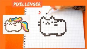 Как рисовать по клеточкам Кота Пушина Единорога Простые рисунки поэтапно How to Draw Pusheen Unicor