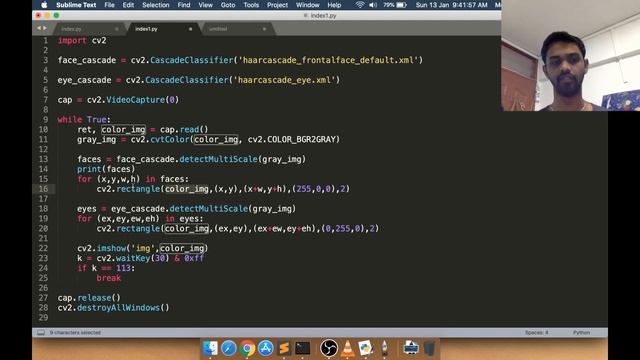 Face & Eye Recognition using Python CV2 | yusy4code смотреть онлайн