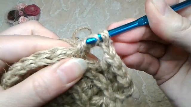 Салфетка (подставка под горячее) из джута или начало вязания круглого ковра. смотреть онлайн