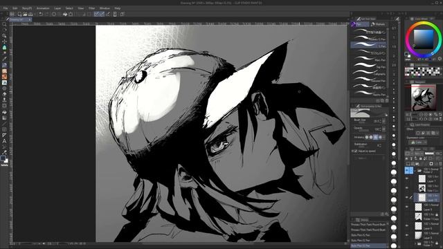 How I Draw Manga Art on Clip Studio Paint - Grayscale Practice Timelapse 1 смотреть онлайн