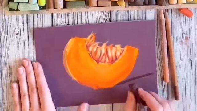 Draw Pumpkin In Soft Pastels ? Speed Drawing Video/ Рисуем тыкву сухой пастелью