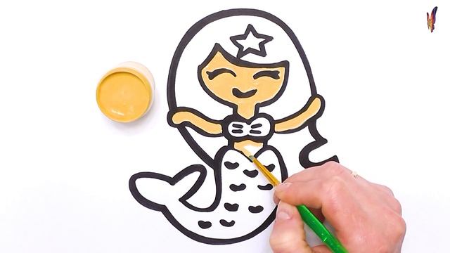Рисунок раскраска Русалочка. Рисуем и раскрашиваем русалочку легко и просто. смотреть онлайн
