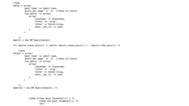 Wordpress: Loop through posts by each term and exclude duplicate posts assigned to several terms смотреть онлайн